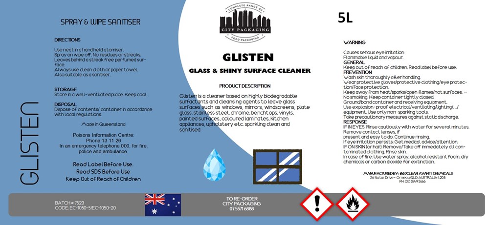 1 CityPack - Glisten - For glass cleaner, shines stainless steel taps - 5 Ltrs